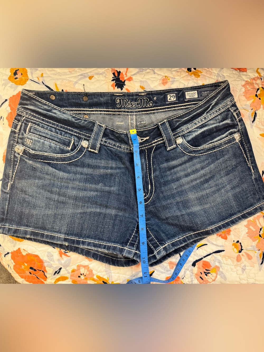 Miss Me Medium Blue Distressed Denim Shorts